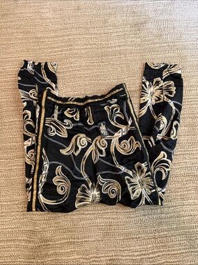 Laurel Black & Gold Baroque Print Jogger Pants